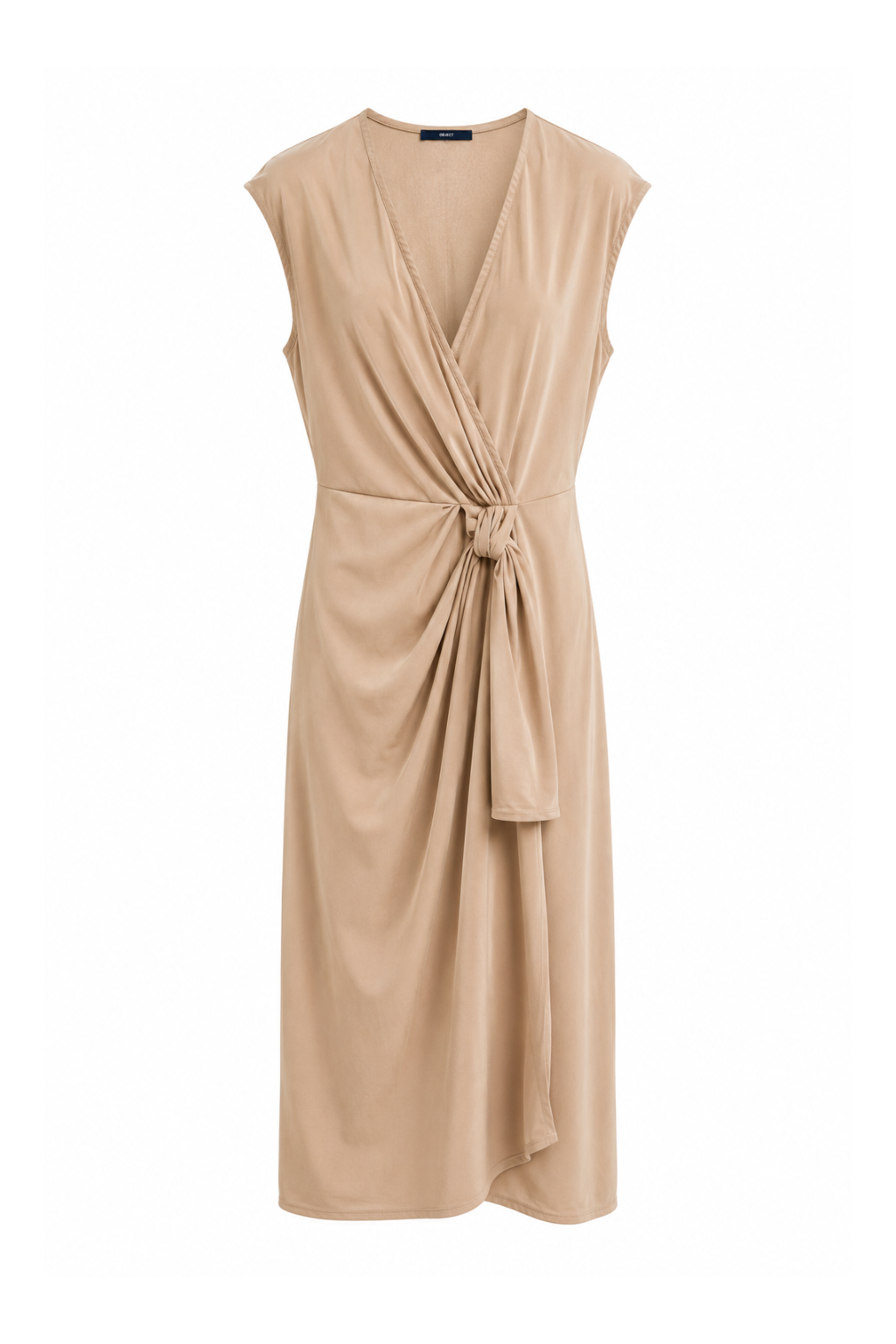 Robe drapée noeud beige