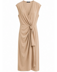 Robe drapée noeud beige
