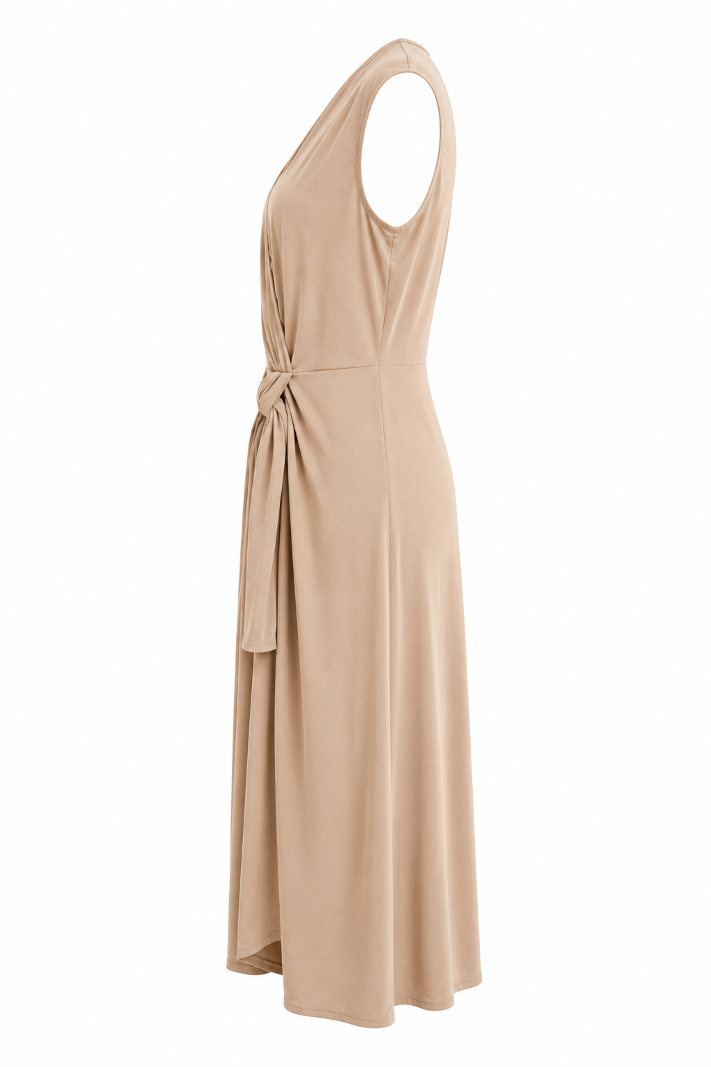 Robe drapée noeud beige