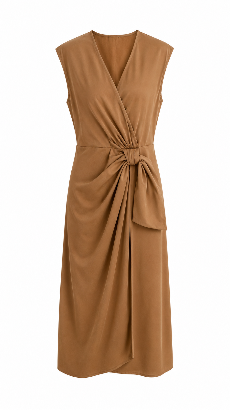 Robe drapée noeud camel