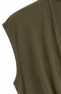 Robe drapée noeud kaki