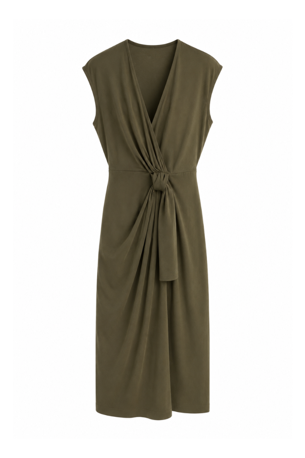 Robe drapée noeud kaki