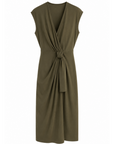 Robe drapée noeud kaki
