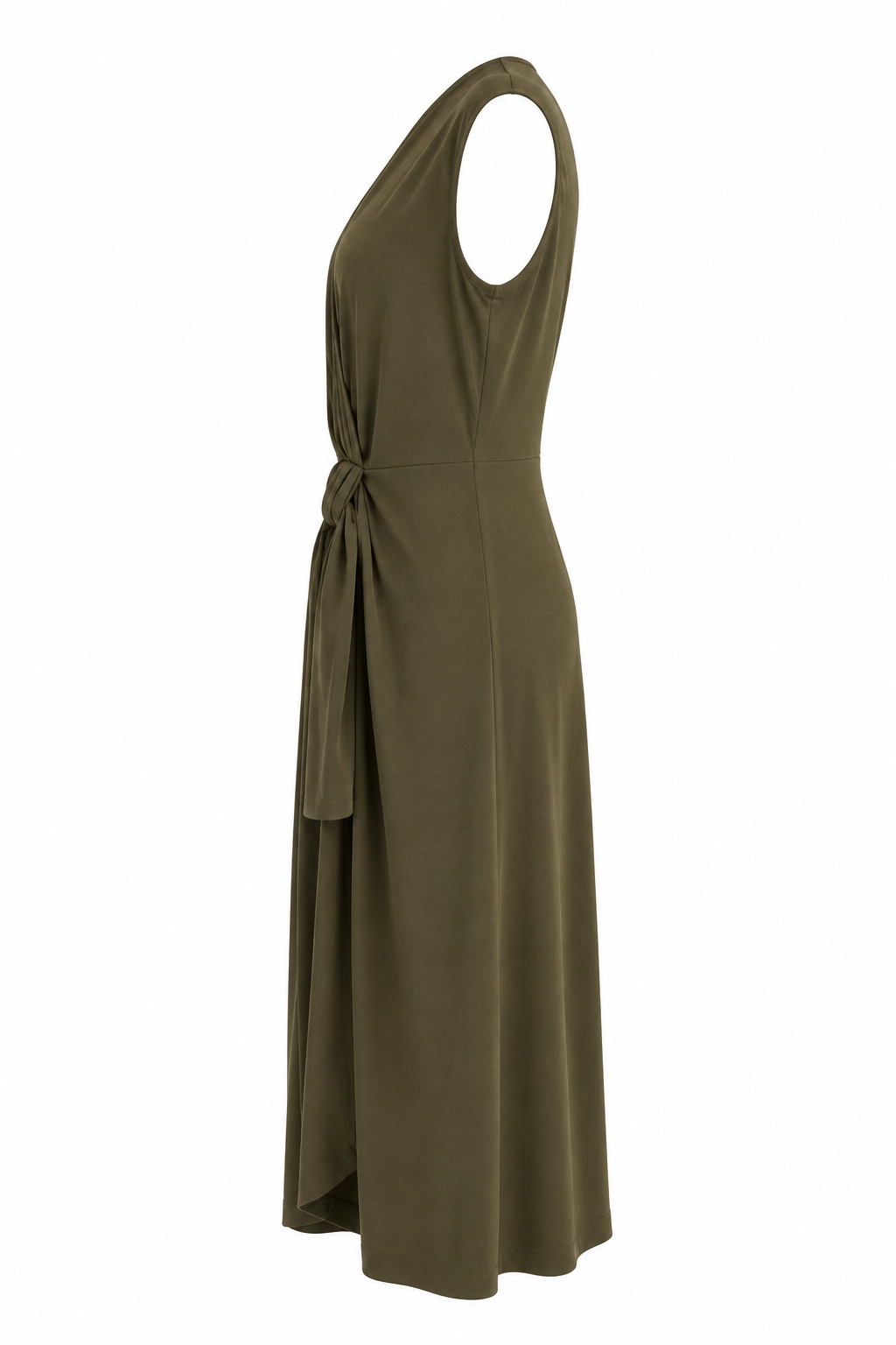 Robe drapée noeud kaki