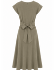Robe noeud kaki coton glacé