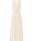 Robe longue fendue écru