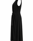 Robe drapée noeud noir