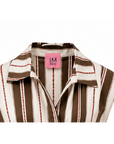 Robe longue rayures écru mokka