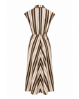 Robe longue rayures écru mokka