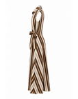Robe longue rayures écru mokka