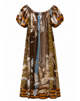 Robe longue palme coffee