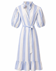 Maxi-Kleid Gestreift Himmelblau Weiss