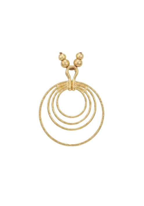 Sautoir doré pendentif anneaux spirale