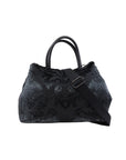 Sac à main noir imprimé velours