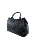 Sac à main noir imprimé velours