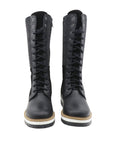 Bottes courtes bi matière en cuir/feutrine anthracite/noir La Thuile 1042