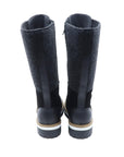 Bottes courtes bi matière en cuir/feutrine anthracite/noir La Thuile 1042