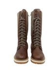 Bottes courtes bi matière en cuir/feutrine marron/cognac La Thuile 1042