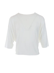 Pull fin maille manches chauve souris blanc LAFEE