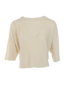 LAFEE – beiger Feinstrickpullover mit Fledermausärmeln