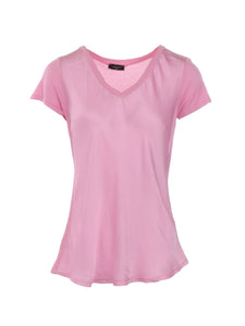 Natacha rosa Kurzarm-T-Shirt aus Seidenmischung