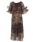 Robe légère motifs cachemire taupe marine
