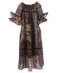 Robe légère motifs cachemire taupe marine