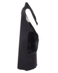 Gilet noir 2 poches fourrure