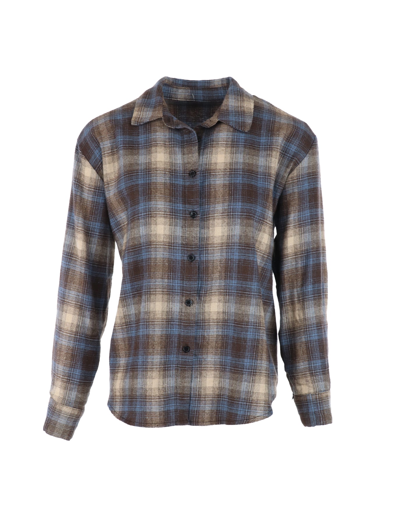 chemisier à carreaux denim-marron