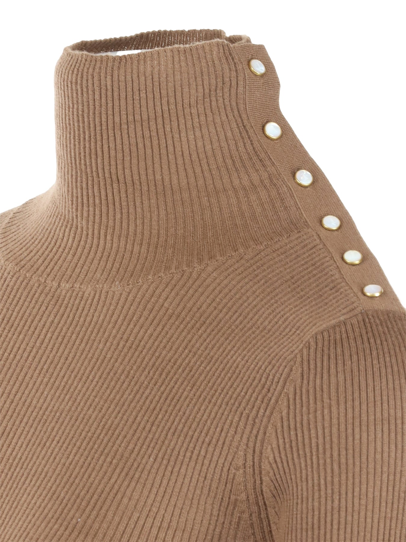 Pull Interdee camel à boutonnage d’épaule