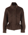 Blouson court toile de laine choco ATT