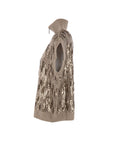 Gilet Interdee col cheminée taupe séquins