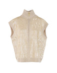 Gilet Interdee col cheminée beige séquins