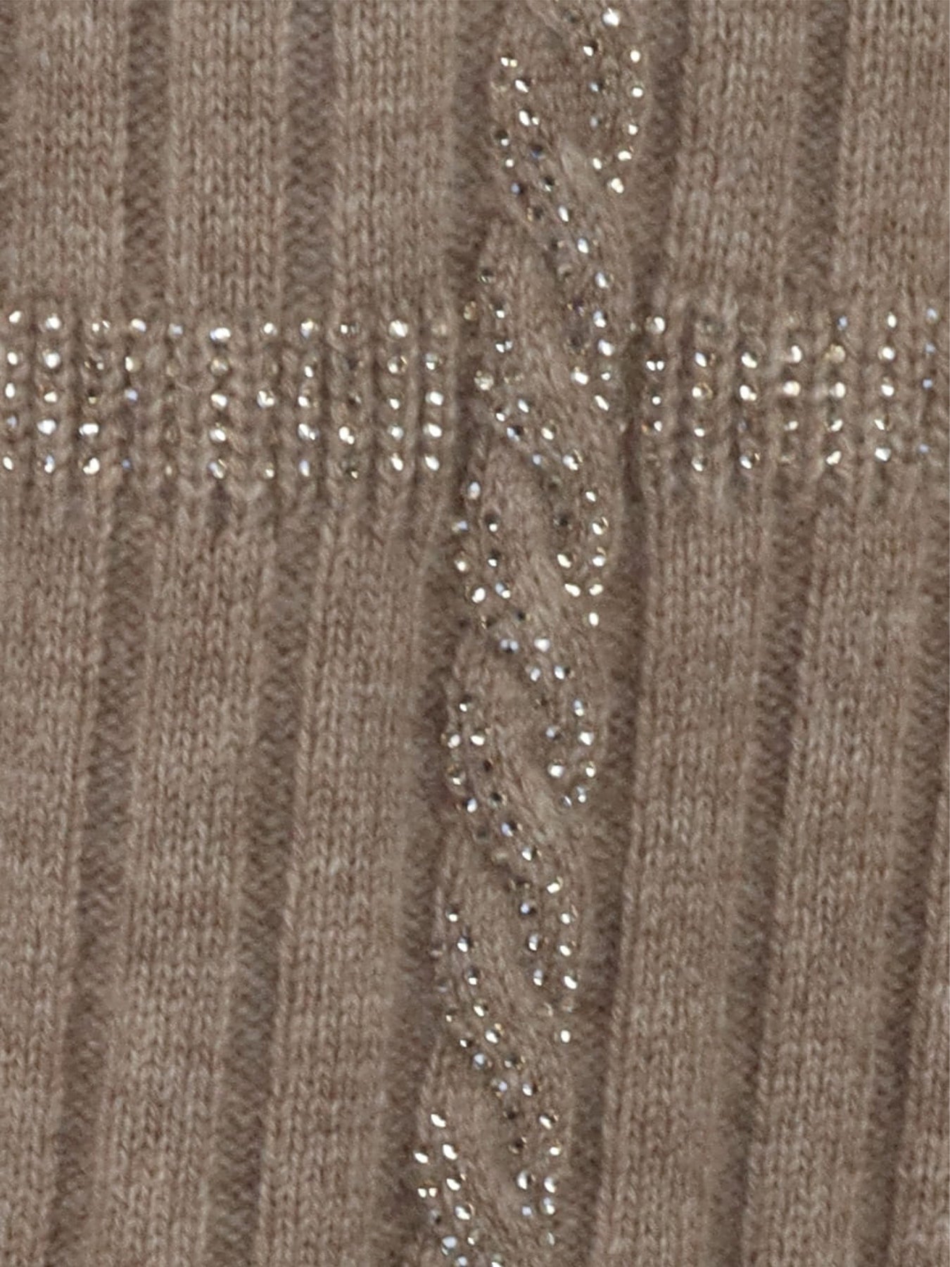 Pull Interdee maille torsadée taupe/ strass