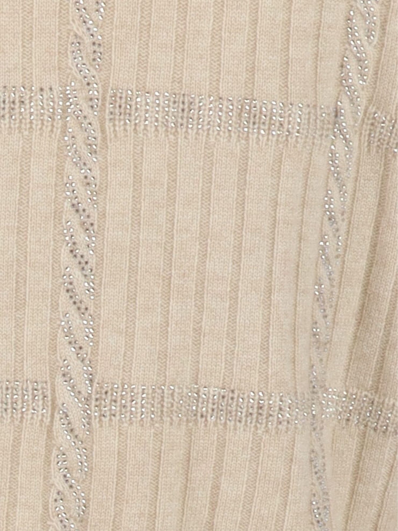 Pull Interdee maille torsadée beige/ strass