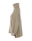 Pull col roulé beige Interdee martingale cuir