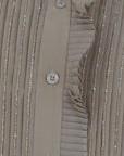 Blouse soie strass beige Interdee