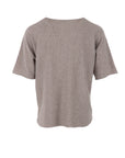 Pull maille manche courte col rond taupe Natacha
