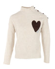 Pull COEUR brodé beige