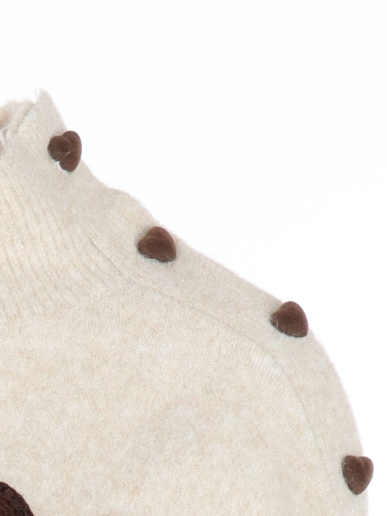 Pull COEUR brodé beige