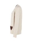 Pull col V bicolore COEUR taille beige-coffee