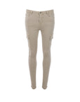 Pantalon cargo coton skinny beige