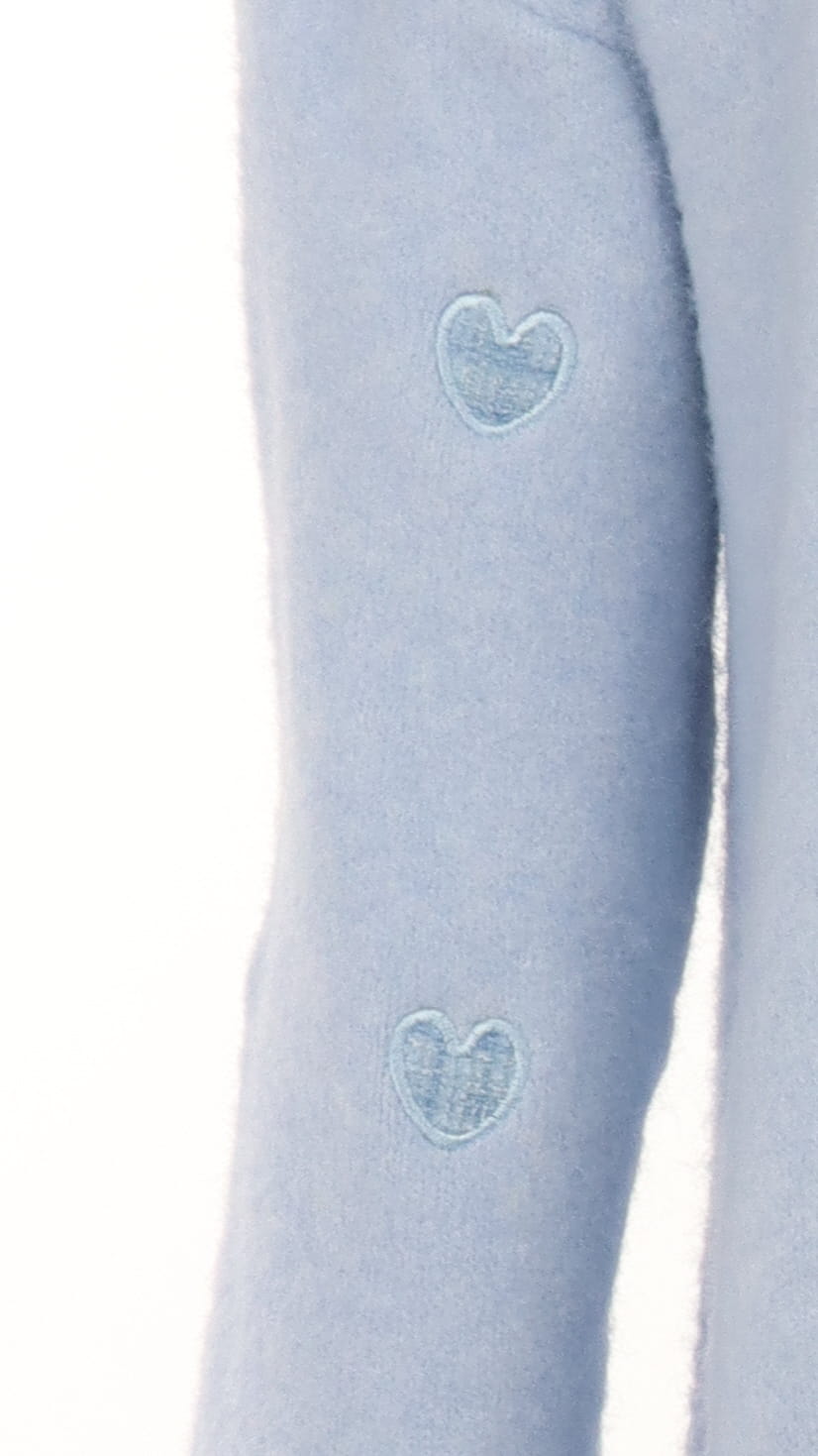 Pull PETITS COEURS bleu ciel col chemisier