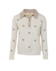 Pull PETITS COEURS écru col chemisier
