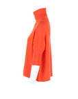 Pull col roulé manches côtes orange