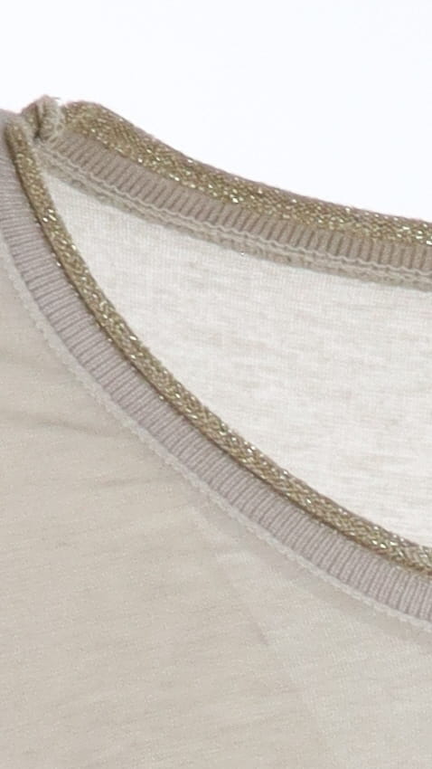 Pull fin beige sable liserai doré