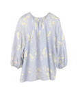 Blouse à fines rayures brodée fleurs SKY