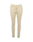 Jeans skinny beige boutons dorés