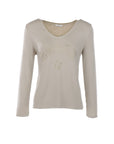 Sweat col V AMOUR beige