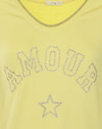 Sweat col V AMOUR jaune